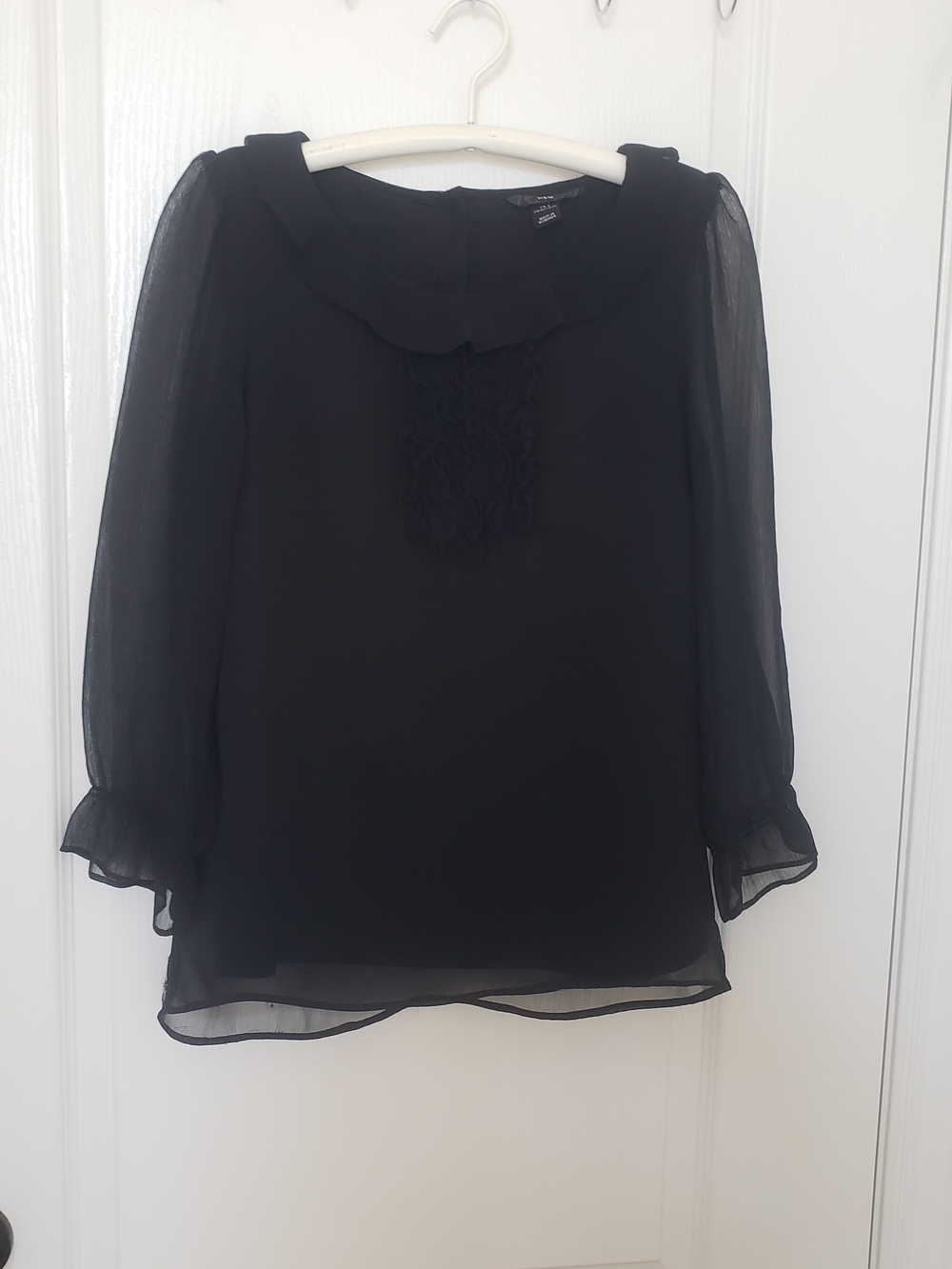 H&M Sheer Long Sleeve Blouse in Black